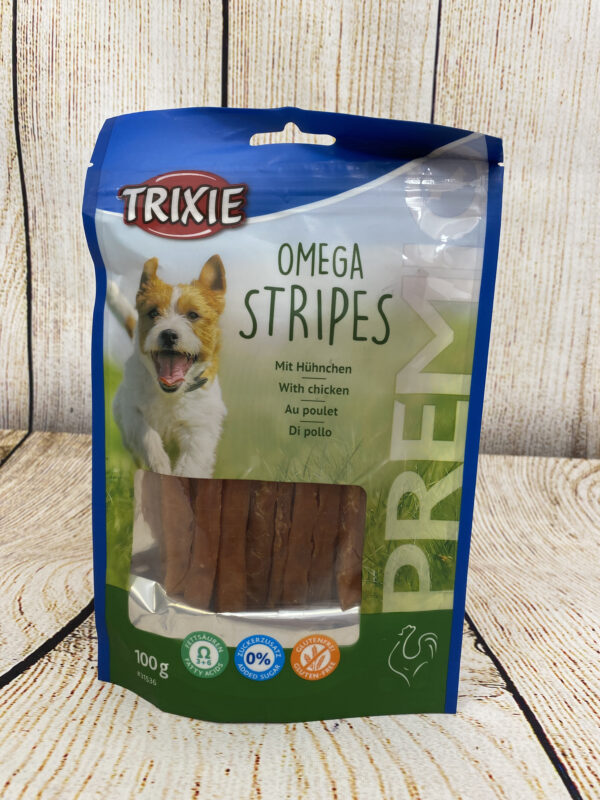 FRIANDISES TRIXIE – CHIEN – OMEGA STRIPES – POULET 100GR