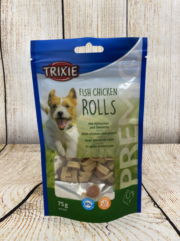 FRIANDISES TRIXIE – CHIEN – FISH CHICKEN ROLLS – POULIN&COLIN 75GR