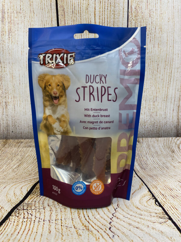 FRIANDISES TRIXIE – CHIEN – DUCKY STRIPES – MAGRET DE CANARD 100GR