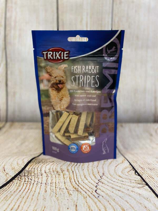 FRIANDISES TRIXIE – CHIEN – FISH RABBIT STRIPES – LAPIN&CABILLAUD 100GR