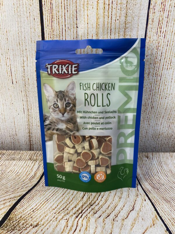 FRIANDISES TRIXIE – CHAT – FISH CHICKEN ROLLS – POULET&COLIN 50GR