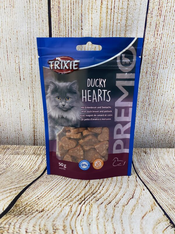 FRIANDISES TRIXIE – CHAT – DUCKY HEARTS – MAGRET DE CANARD&COLIN 50GR